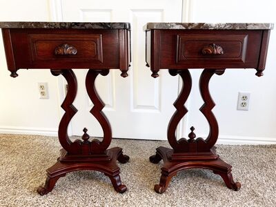 Pair of Antique 28 Marble-top Side Tables