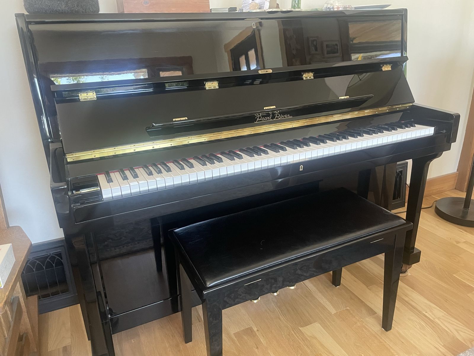 Beautiful Black Upright Piano - Pearl River UP1145M-1 (Model)