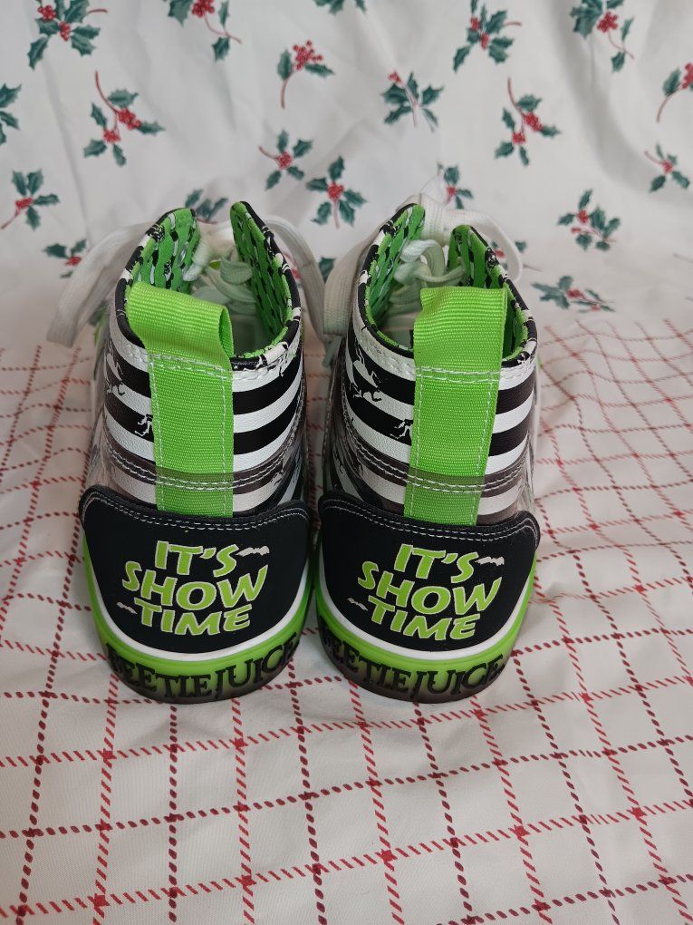 Beetlejuice "It's Show Time" High Top Sneakers Men's Size 10 Green/Black/White