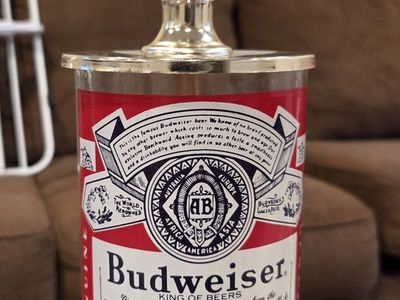 Vintage Budweiser Glass Cylinder Table Lamp - 1970s/80s Bar Decor