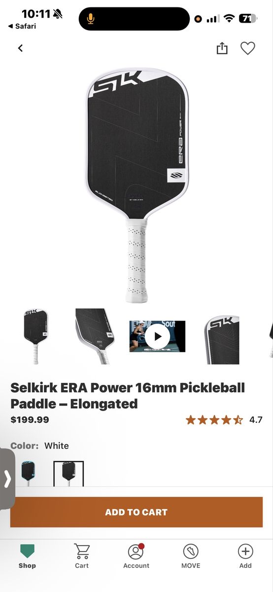 SLK by Selkirk ERA Power 16mm Elongated Pickleball Paddle