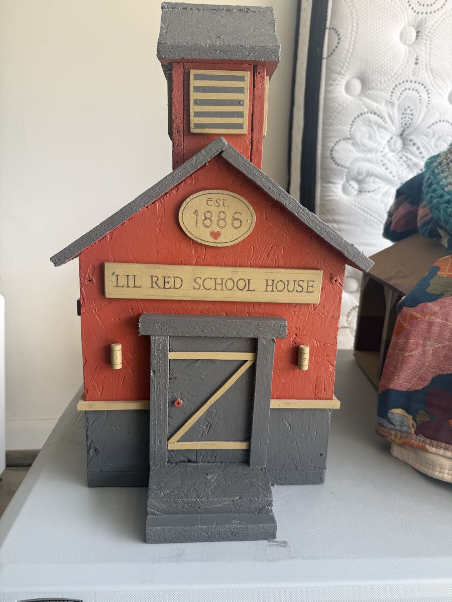 Lil Red School House Decorative Wooden Birdhouse Or Decor