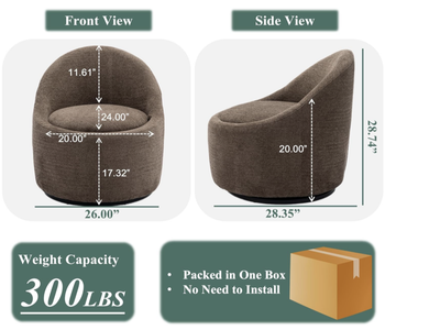 New in box, COLAMY Chenille Fabric 360° Swivel Accent Chair Model.W188