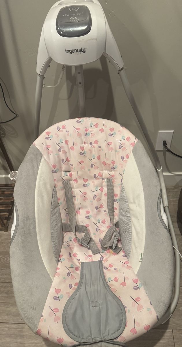 Ingenuity Baby Swing with Pink Floral and Grey Seat