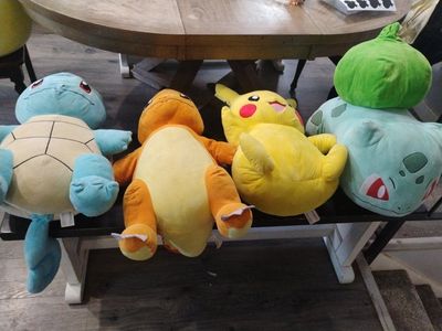 Jumbo Pokémon Plush Set: Pikachu, Squirtle, Charmander, Bulbasaur Stuffed Animals