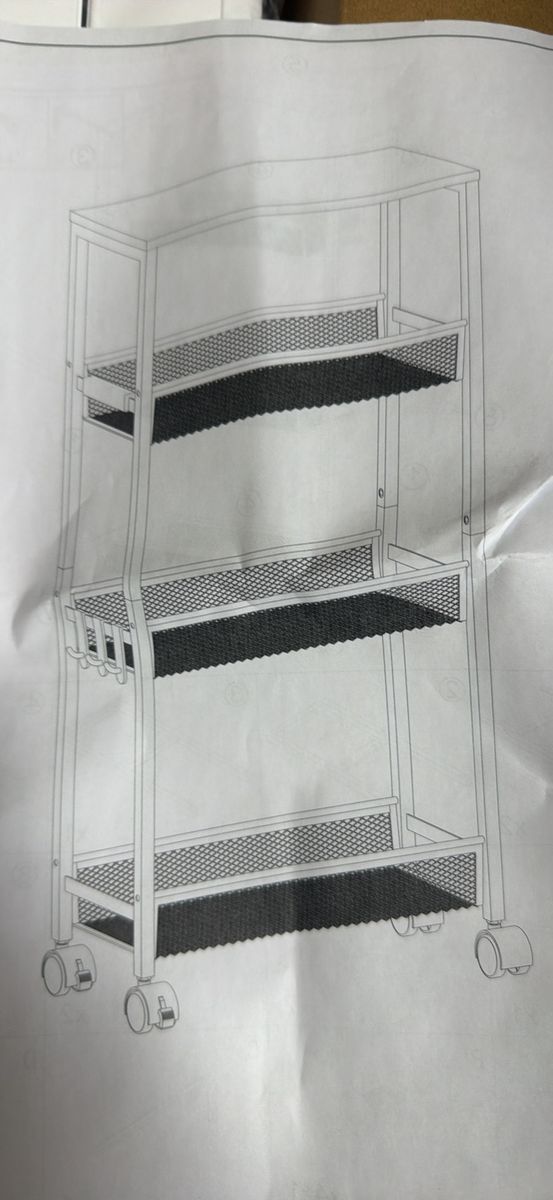 3-Tier Metal Mesh Rolling Utility Cart with Wheels - White Shelving Organizer
