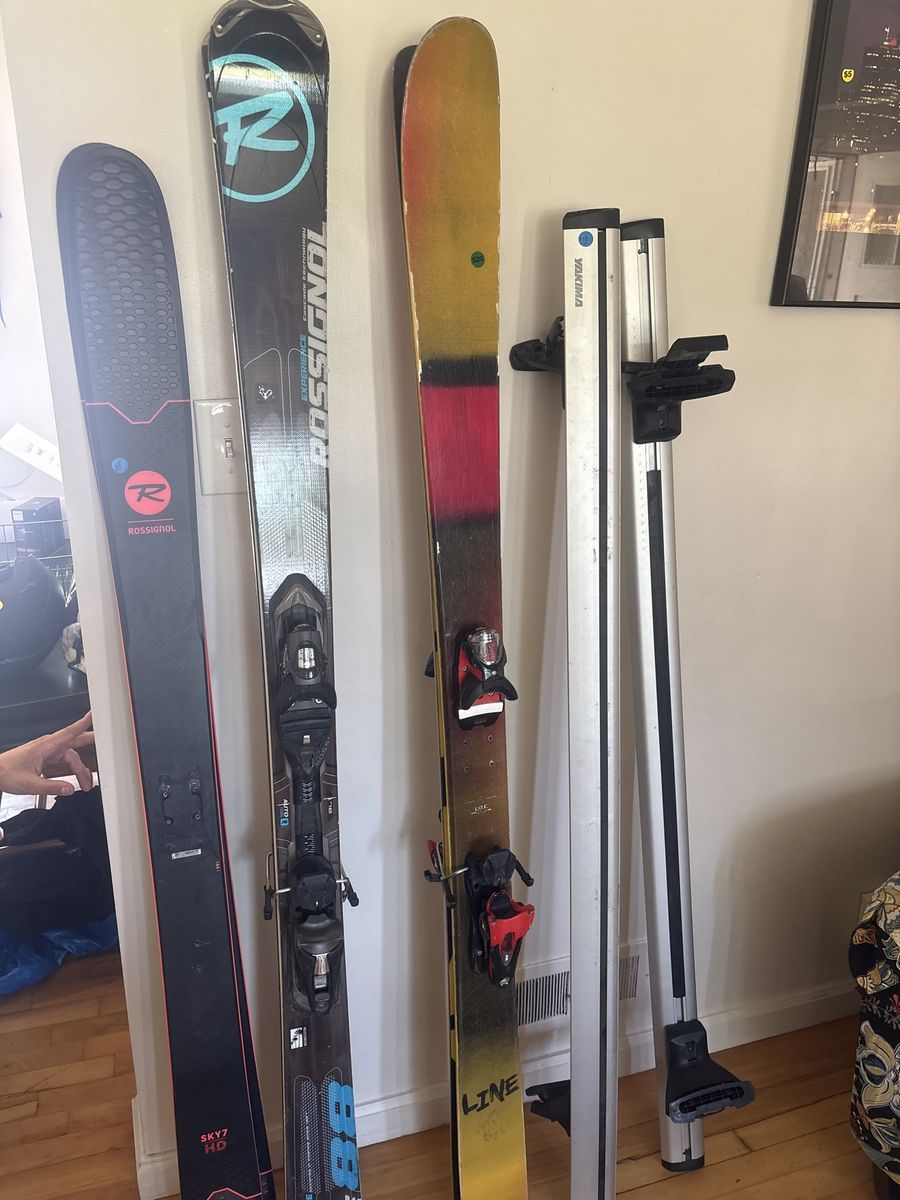 Rossignol and Line skis or Yakima 60” ski rack