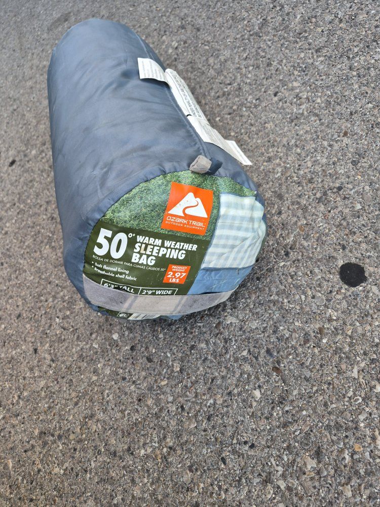 Ozark Trail 50° Warm Weather Sleeping Bag, 6'3" Tall, Lightweight Outdoor Camping Gear machine washable 3 avaliable
