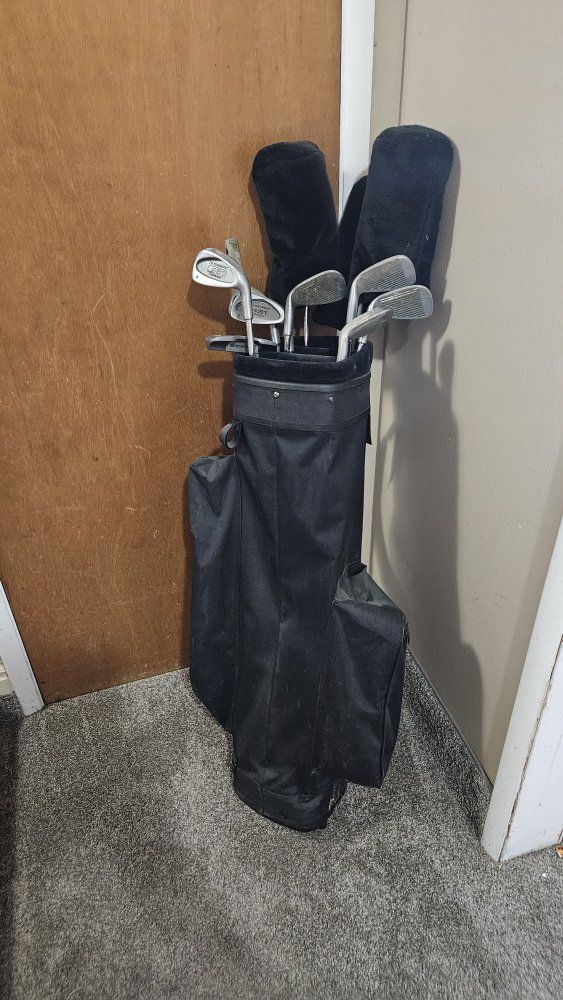 Used Golf Club Set with Black Bag and Headcovers - Complete Set for Beginners or Casual Play