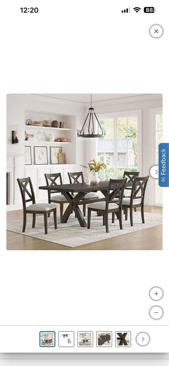 Dining Table and Chairs Set - Modern Farmhouse Style with Extendable Table