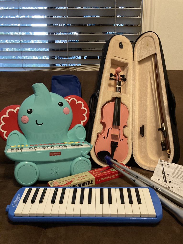 Mendini MV-Pink Violin & Fun Kid Instruments