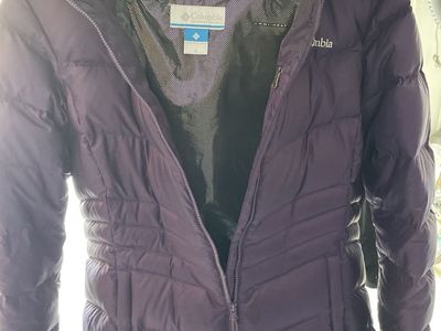 Columbia Women's Omni-Heat Puffer Jacket - Purple, Faux Fur Hood, 650 Fill Power Down, Size Small