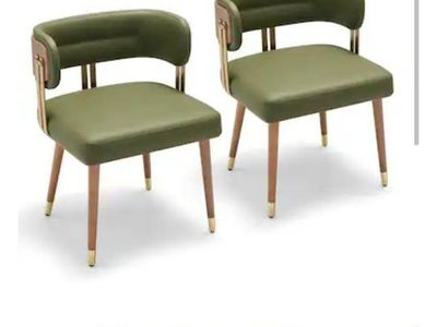 Walnut Leather Dining Chairs (Set of 2) - Modern Kitchen Chairs .