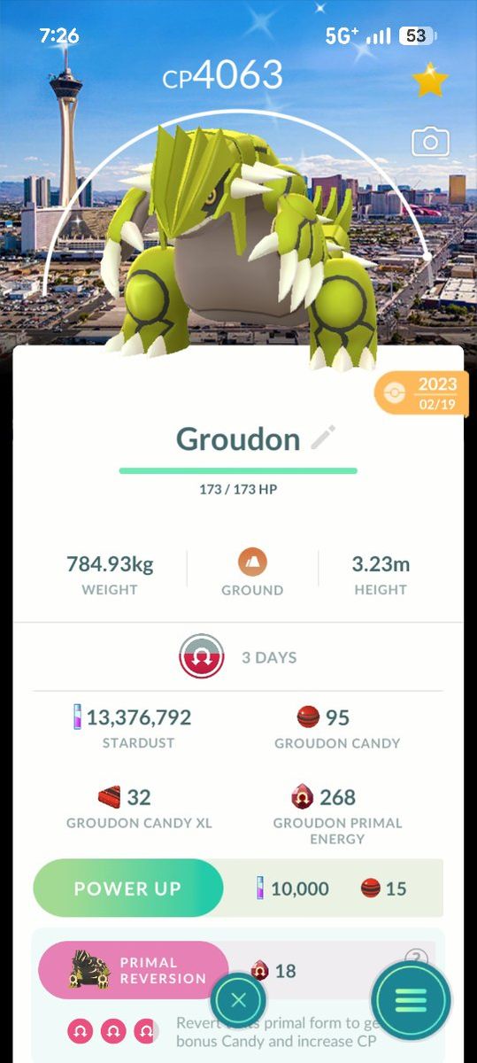 Groudon Pokémon GO Account - CP 4063, Primal Reversion Ready, Max HP, High Stardust & Candy