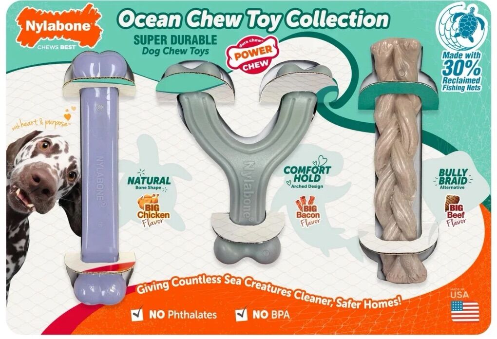 3 pack Nylabone dog chew toys Christmas