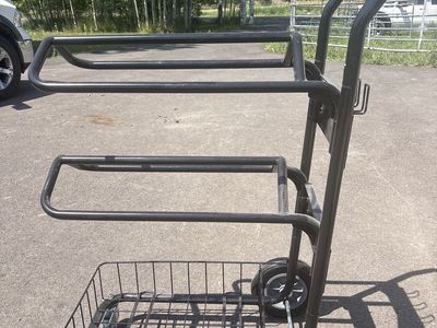 Heavy-Duty 3-Tier Rolling Saddle Rack & Tack Cart with Basket - Black