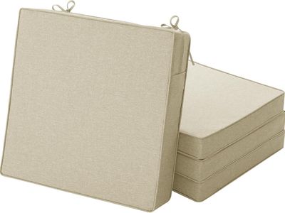 NEW Set of 4 22x22 Outdoor Chair Cushions, Water-Resistant & Fade-Resistant, Beige