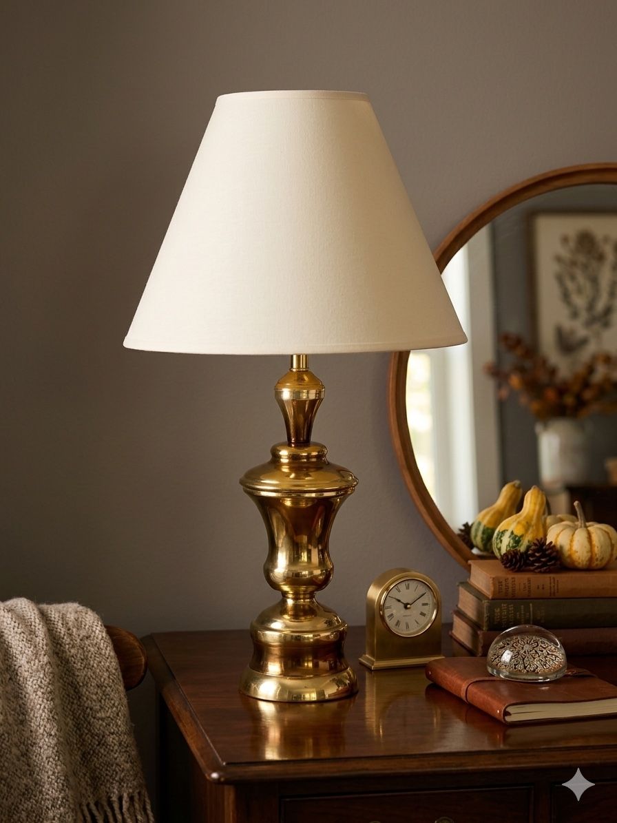 Vintage Brass Lamp with Vintage Shade Still in Packaging