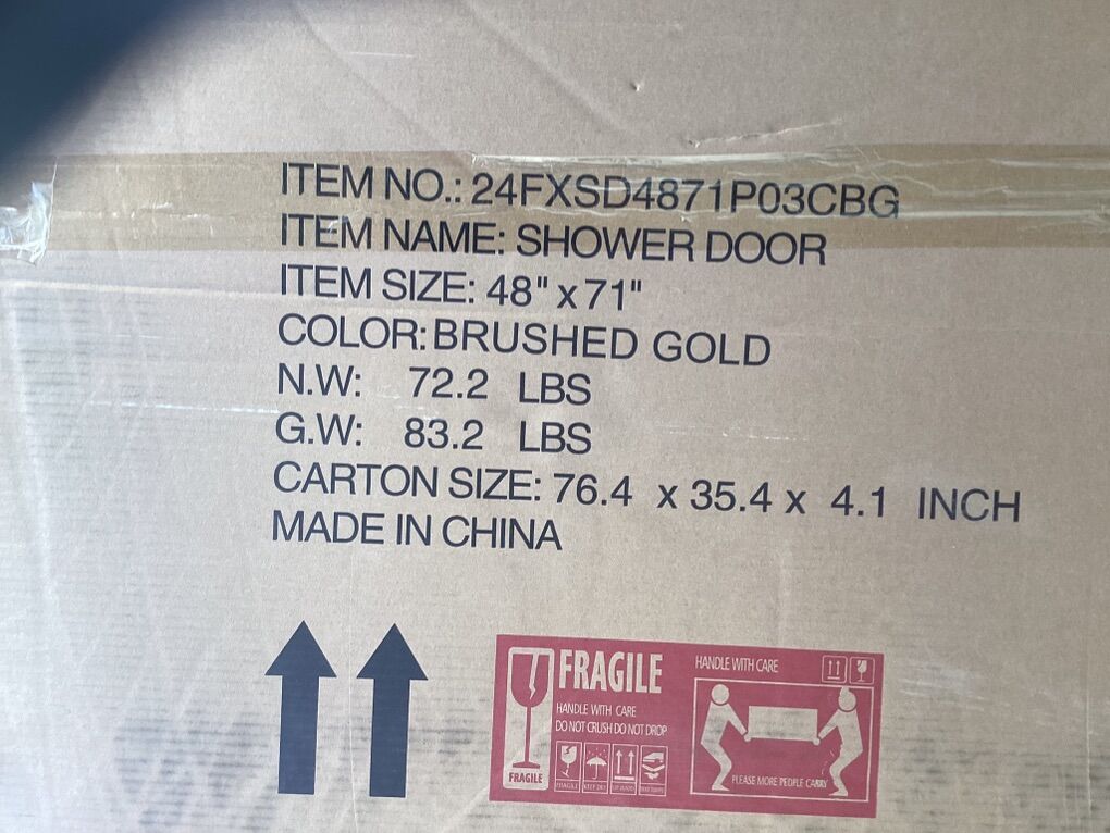 48″ × 71″ Pivot Semi‑Frameless Shower Door