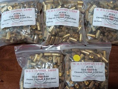 once fired 45 automatic brass for reloading
