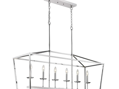 New in Box - 6-Lamp Chrome Chandelier