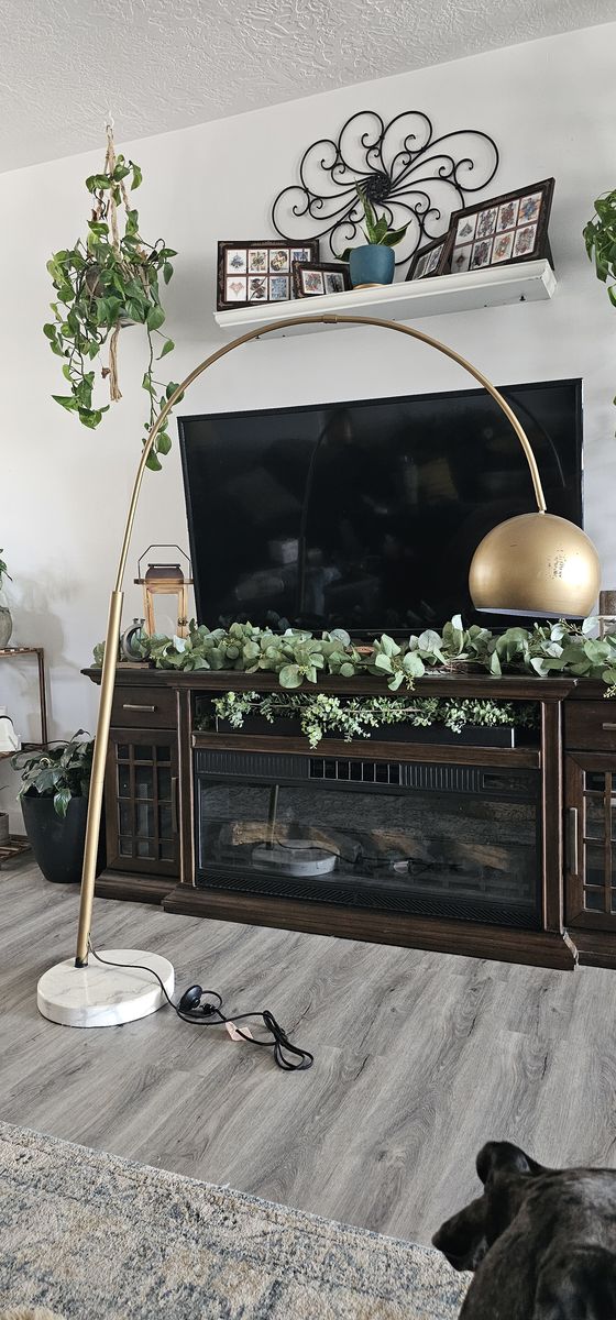 Brass Arc Floor Lamp with marble base