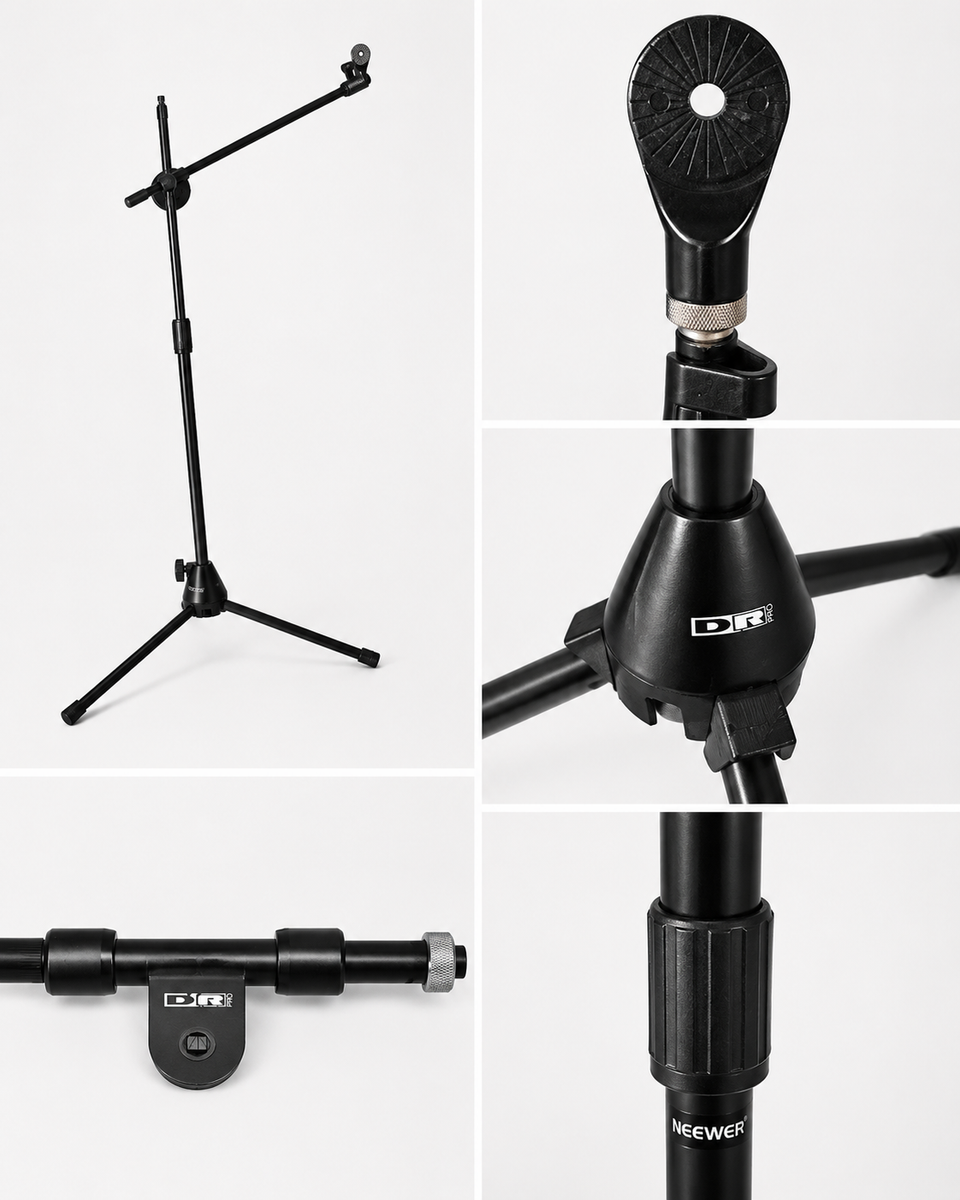 DR Pro Microphone Stand w/ Removable Boom Arm – Adjustable Heavy Duty