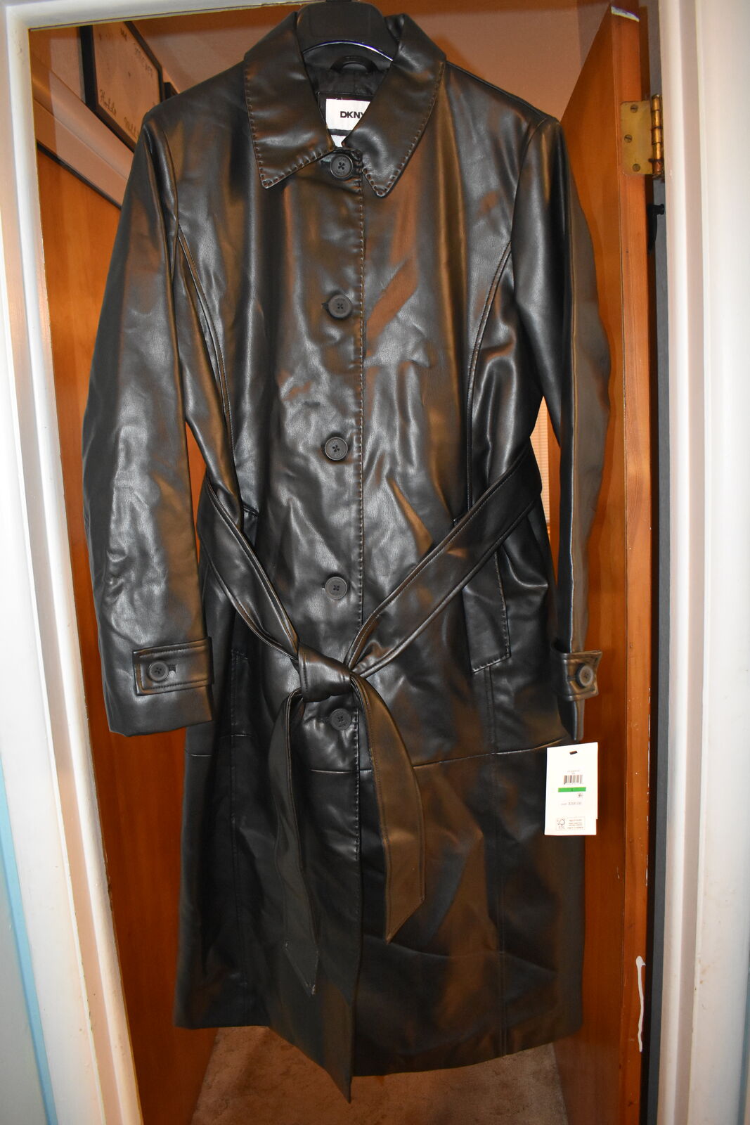 DKNY faux leather coat