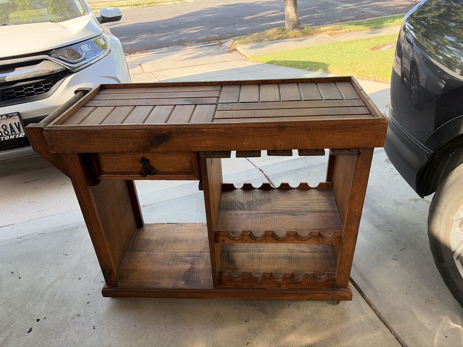 Georgous Solid Wood Bar Cart On Wheels