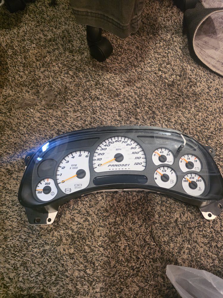 Unbranded GM Instrument Cluster Gauge Panel Speedometer Tachometer White Face (Unknown Compatibility)