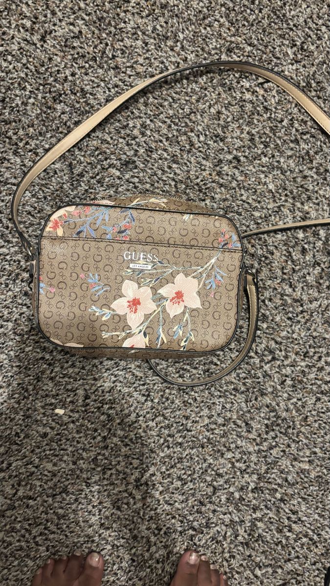 Guess Floral Monogram Crossbody Bag with Adjustable Strap