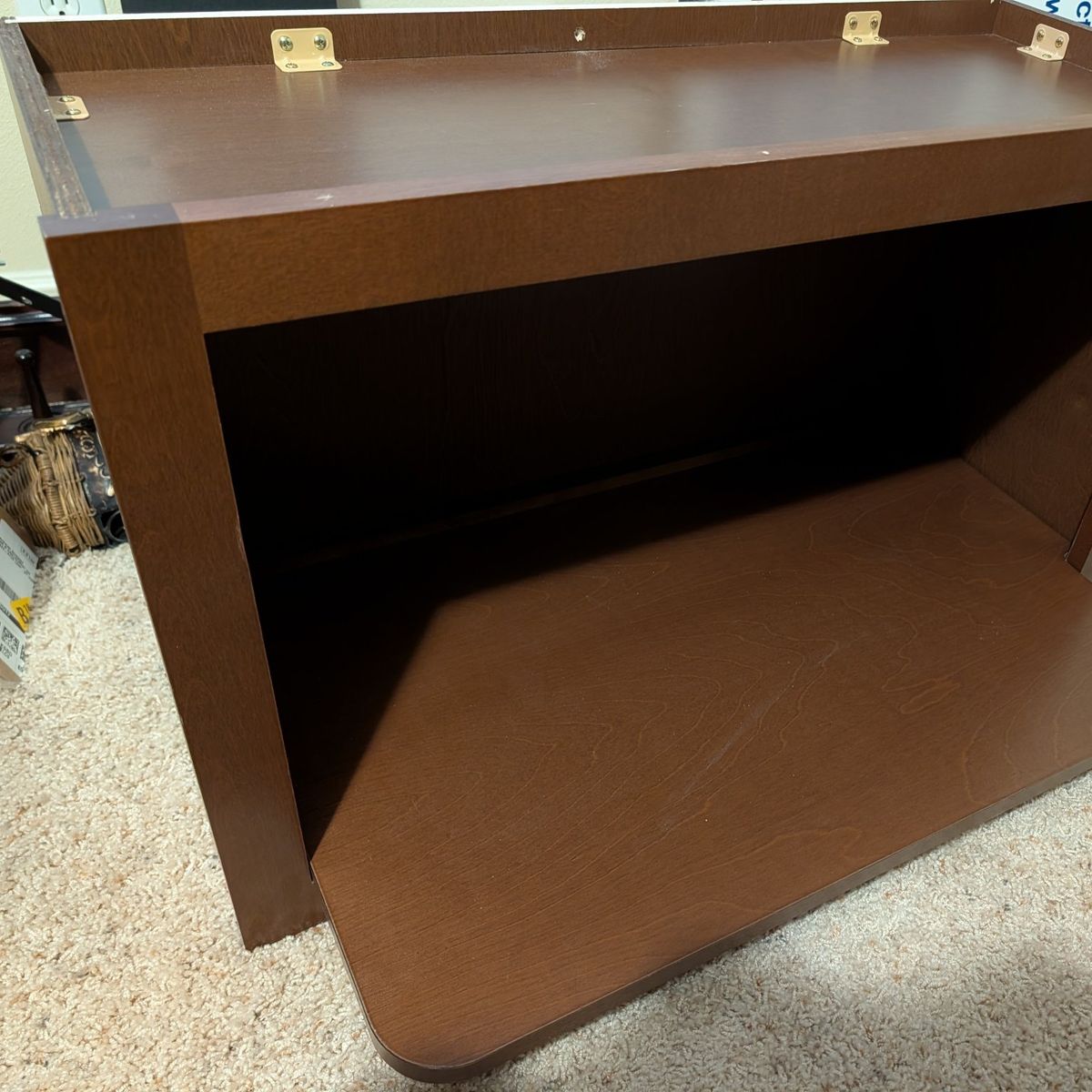 Wall Mount Microwave Shelf Walnut Wood