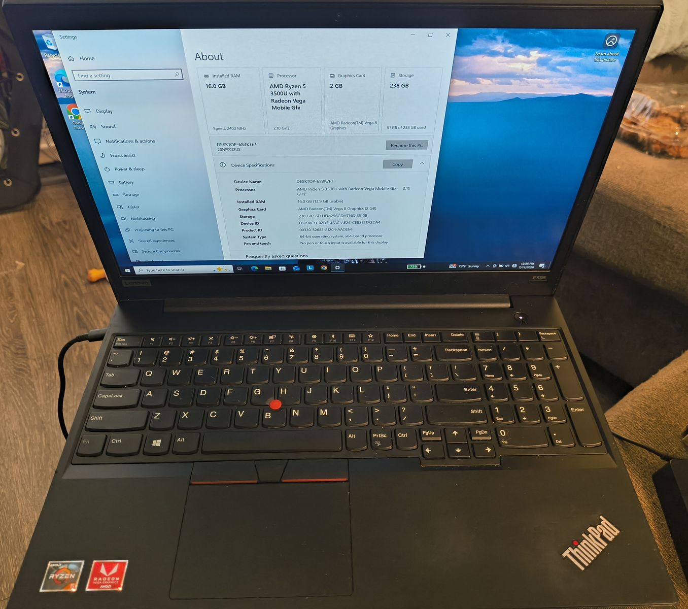 Lenovo ThinkPad E595 AMD Ryzen 5