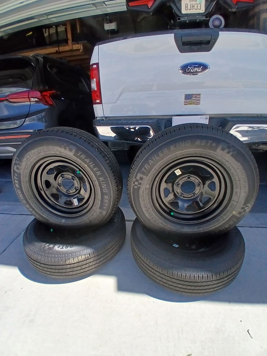 Trailer King RST+ ST205/75R14 Radial Trailer Tire Mounted on Black Steel Wheel