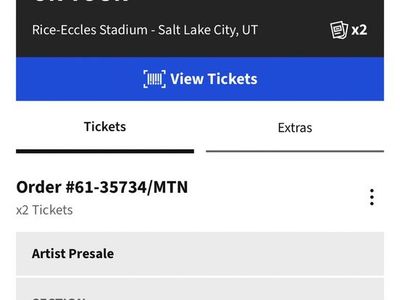 Zach Bryan w/ Heaven On Tour - 2 Floor Tickets - Rice-Eccles Stadium Aug 7, 2026