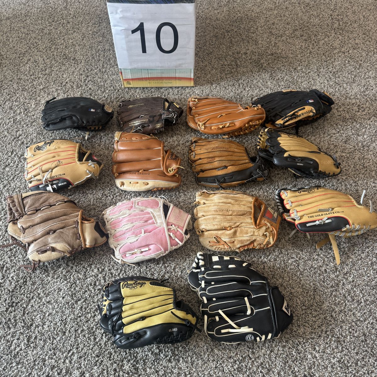 Size 10 RightHanded Gloves Mitts Baseball Softball