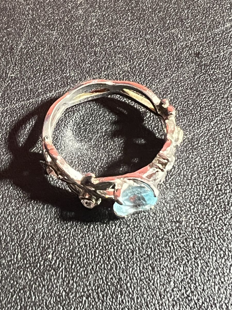 Aquamarine & Ring Size 8.5 - Floral Vine Design