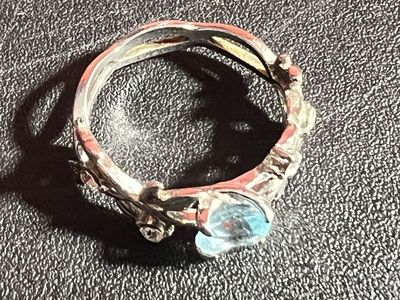 Aquamarine & Ring Size 8.5 - Floral Vine Design