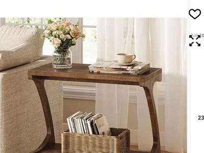 Solider wood End Table with 2 Teir Storage Self
