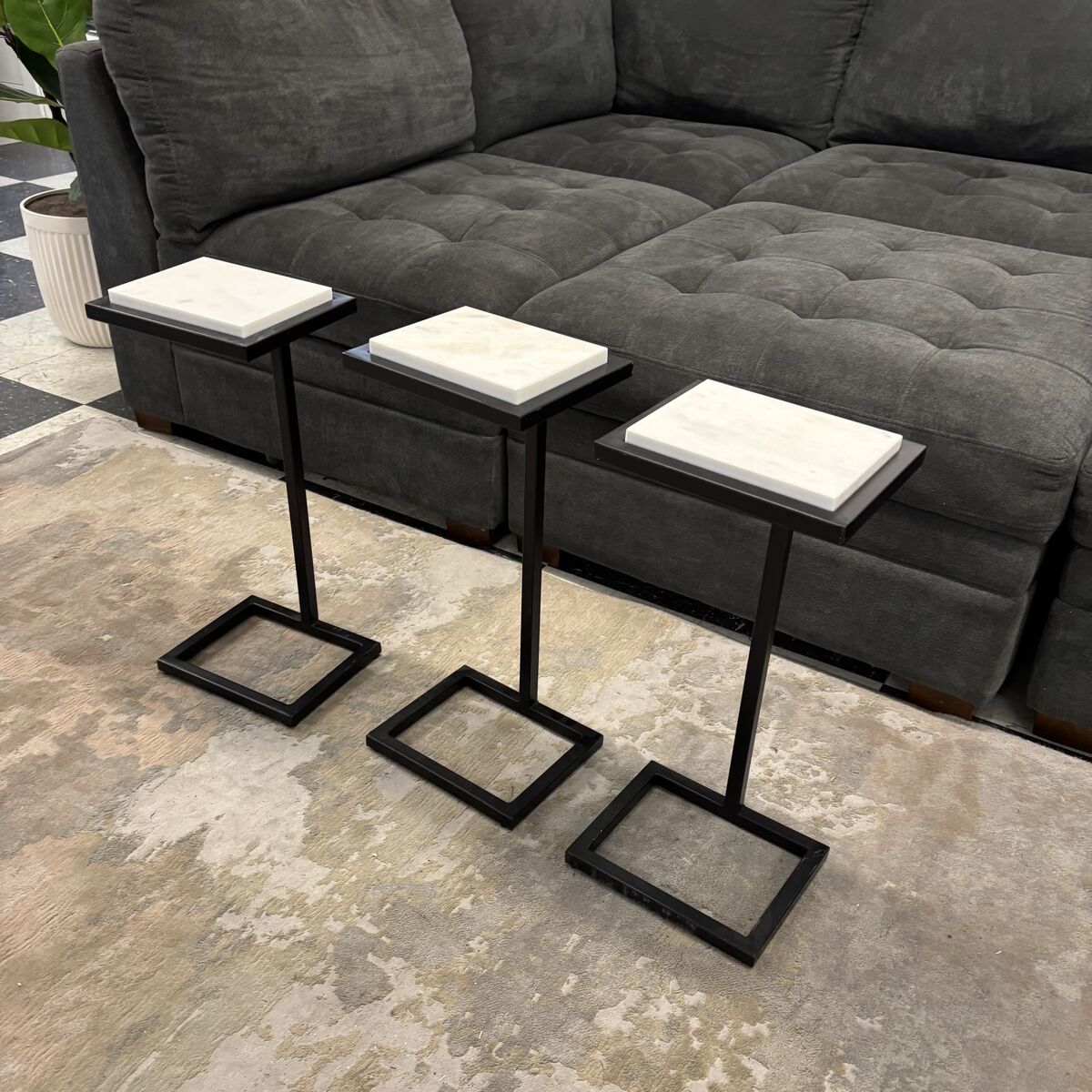 LIKE NEW!! COSTCO CAILN 23” SIDE TABLES W/ MARBLE TOP!!