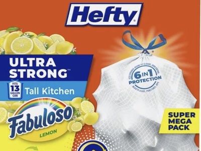 Hefty Ultra Strong 13 Gallon Trash Bags, Tall Kitchen Trash Bags, White, Fabuloso Lemon Scent, 110 Bags
