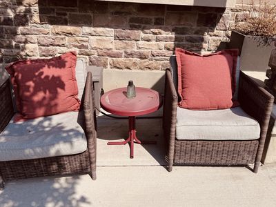Outdoor Resin Wicker Patio Chair Set with Side Table