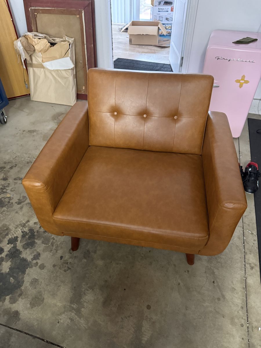 Faux leather Mid Century Modern Armchair
