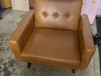 Faux leather Mid Century Modern Armchair
