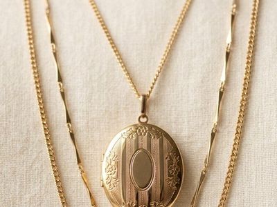 Vintage 1970s Triple-Layer Gold Chain & Engraved Locket Necklace