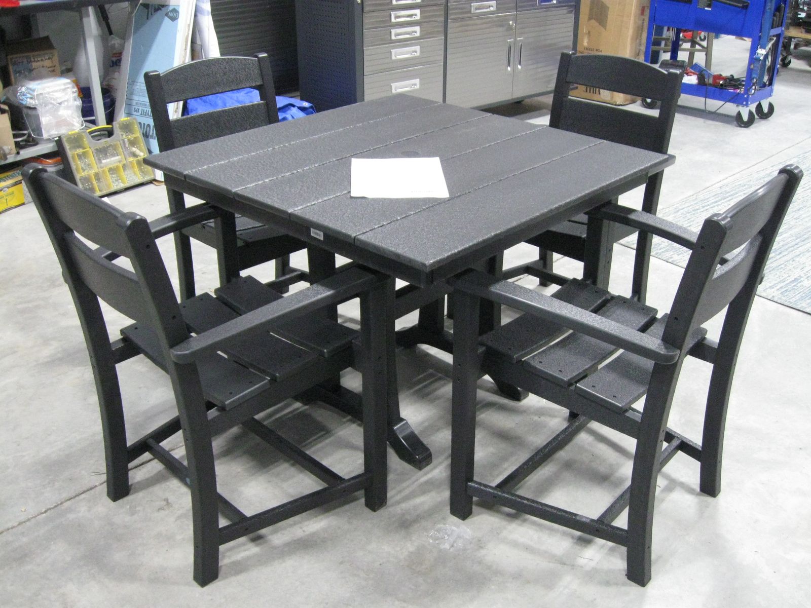 Brand New Polywood Gulf Shores Outdoor Patio Dining Set, 5pc Black Patio Deck Porch