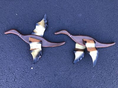 Vintage Mid Century Modern Musketeers Flying Geese MCM wall art, great home & cabin decor