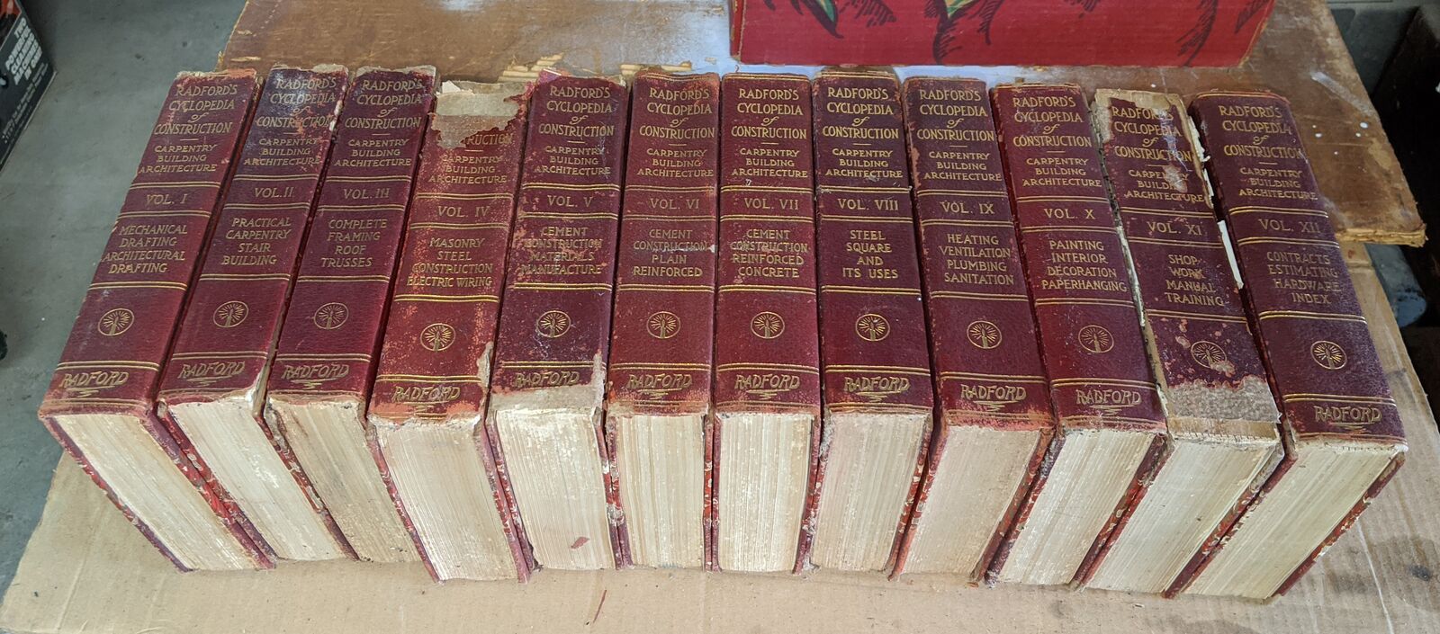 Radford's Architectural Books 1909 Set Of Twelve. Cyclopedias I-XII, all twelve books