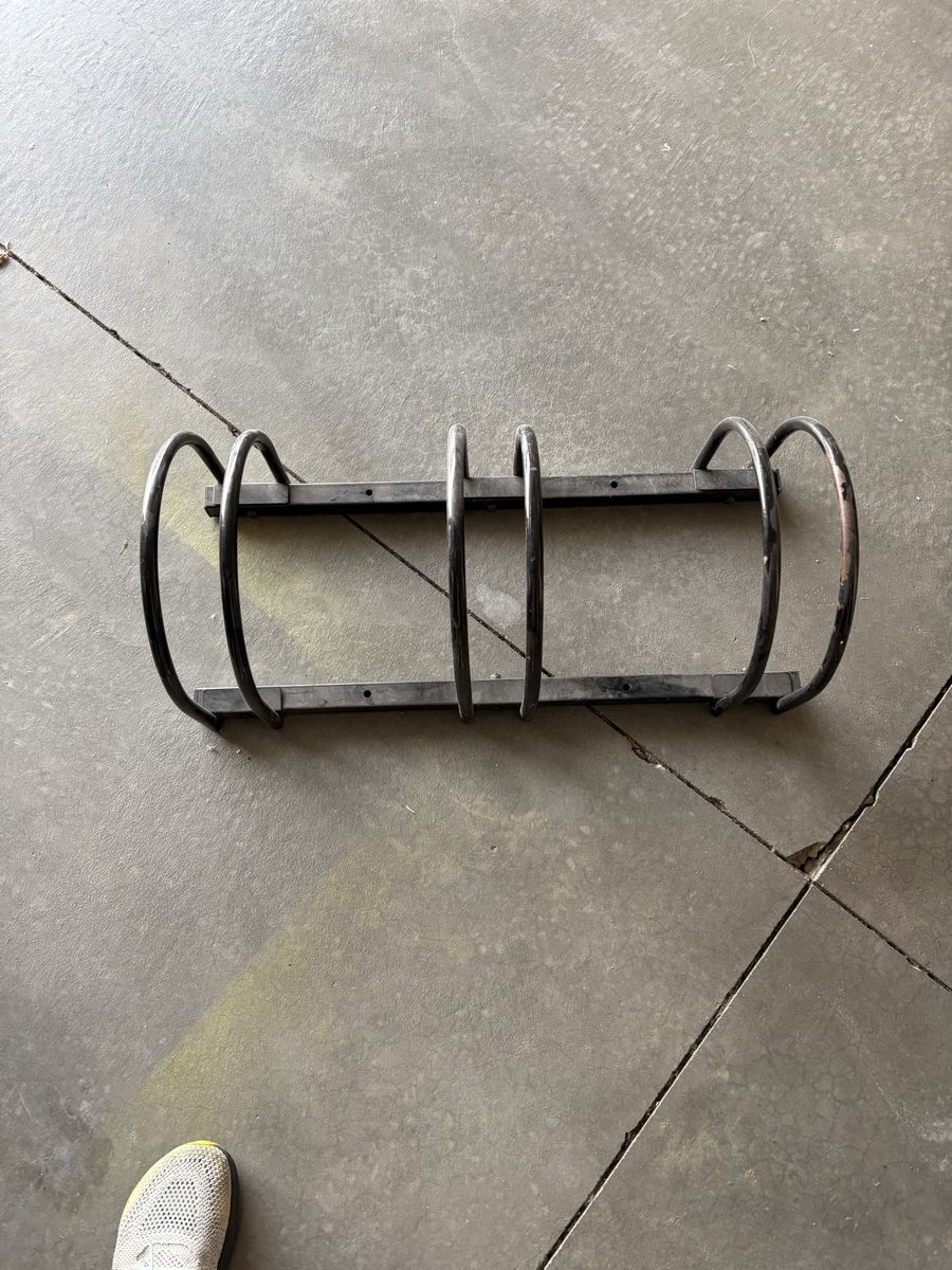 Black Metal Bike Rack - 3 Slot Floor Stand for Bicycles, Used Condition