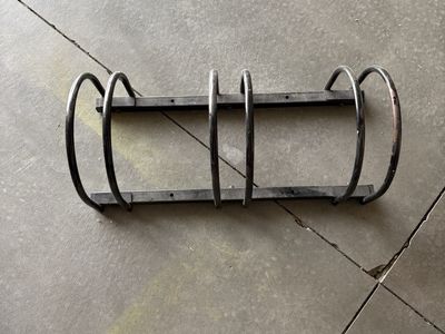 Black Metal Bike Rack - 3 Slot Floor Stand for Bicycles, Used Condition
